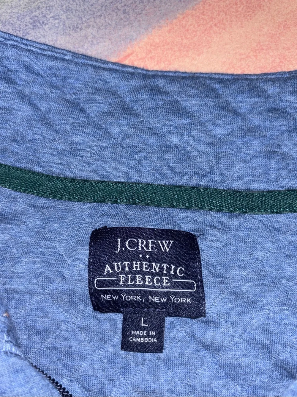 J. Crew Factory Authentic Fleece Diamond Quilted 1/4 Zip Sweater size L